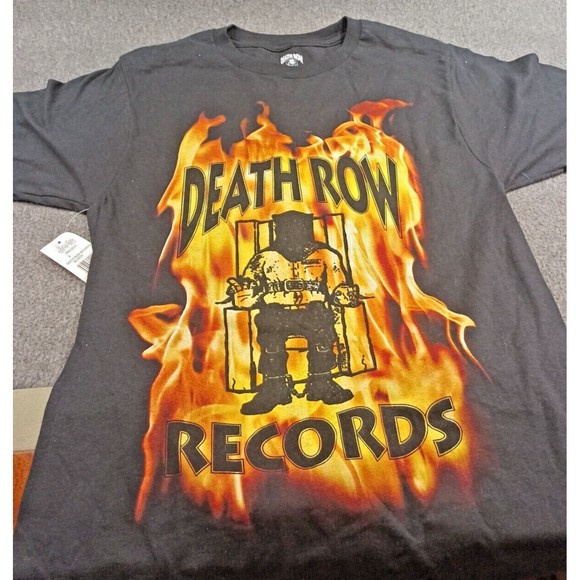 DEATH ROW Records T-Shirt Hip-Hop Rap Music Fire Flames Black Journeys Small New - Picture 2 of 5